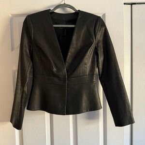 BCBG Maxazria Black Faux Leather Blazer Size XS